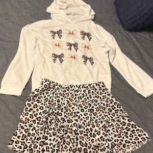 Leopard Print Kids Matching Set with Hoodie